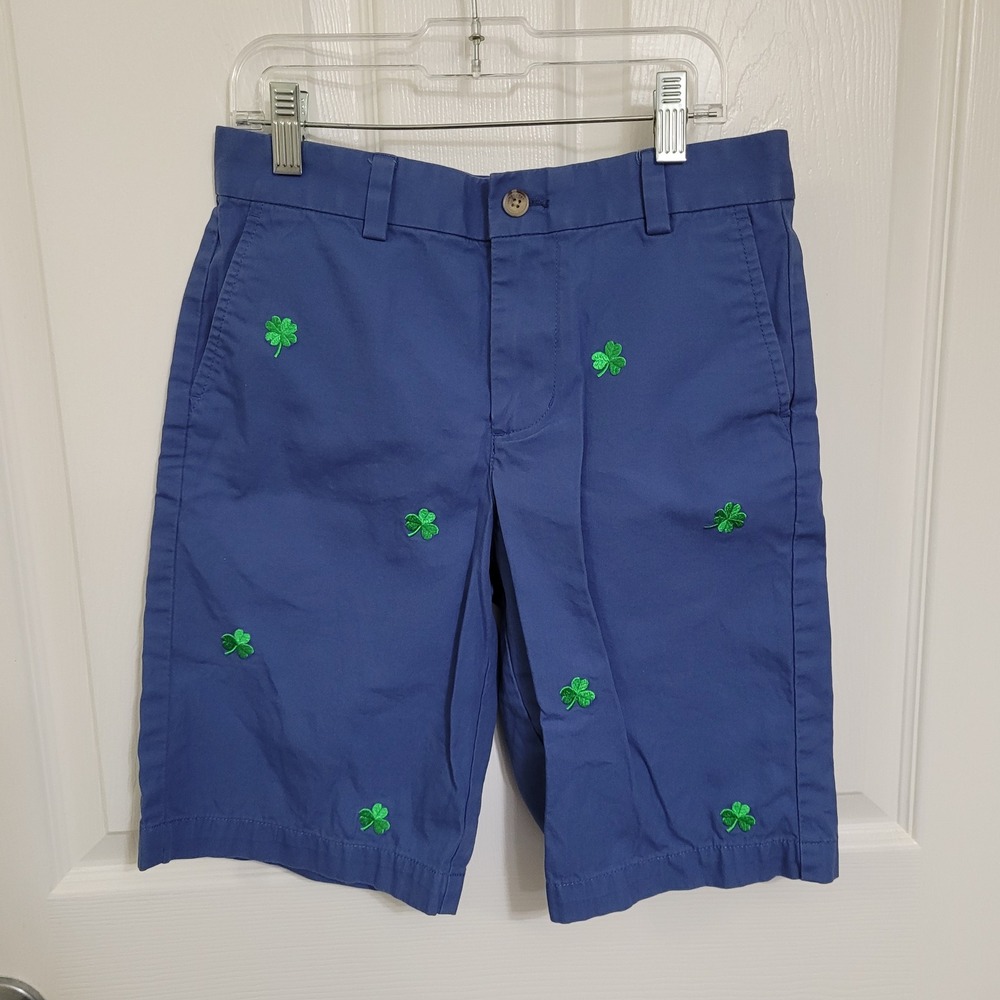 Vineyard Vines Boys Blue Shamrock Embroidered l Shorts Size 12 St Patricks Day